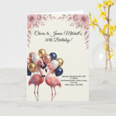 Carte Anniversaire Flamant Luxe  (Fleur jaune)