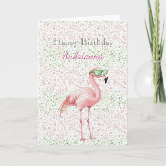 Carte Anniversaire Flamant Rose (Devant)