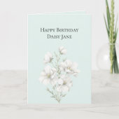 Carte Anniversaire Fleur Blanc Menthe (Devant)