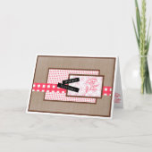 Carte Anniversaire Fleur Rouge Rustique (Devant)