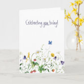 Carte Anniversaire fleur sauvage Avec Papillon (Fleur jaune)