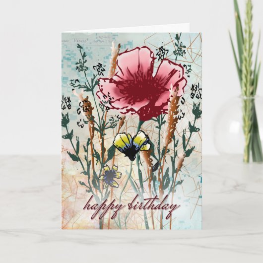 Carte Anniversaire Fleur Sauvage Multimédia (Devant)