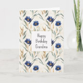 Carte Anniversaire Fleurs Bleues (Devant)
