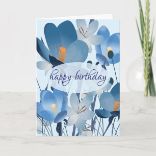 Carte Anniversaire Fleurs Bleues Personnalisé