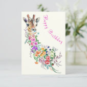 Carte Anniversaire Fleurs colorées Bouquet Giraffe (Debout devant)