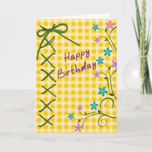 Carte Anniversaire, Fleurs, En vichy, Cravate Laced (Devant)