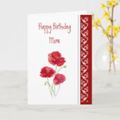 Carte Anniversaire, fleurs rouges de jardin de pavots de (Fleur jaune)