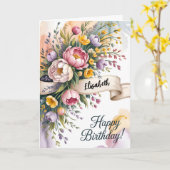 Carte Anniversaire floral de charme (Fleur jaune)