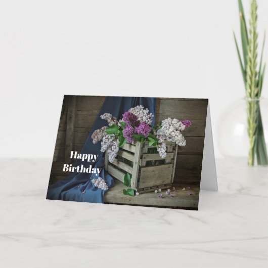 Carte Anniversaire floral de Lilacs violet et blanc rust (Devant)