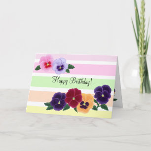 Carte Anniversaire floral de pensées
