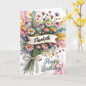 Carte Anniversaire floral délicieux (Fleur jaune)