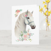 Carte Anniversaire Floral du Boho de Cheval Blanc Élégan (Fleur jaune)