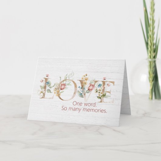 Carte Anniversaire Floral Love Texte Sur Le Bois (Devant)