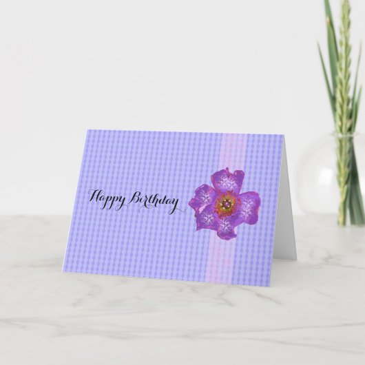 Carte Anniversaire floral pourpre (Devant)