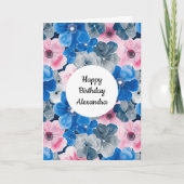 Carte Anniversaire floral rose chic (Devant)