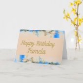 CARTE ANNIVERSAIRE FLORALE BLEUE (Fleur jaune)
