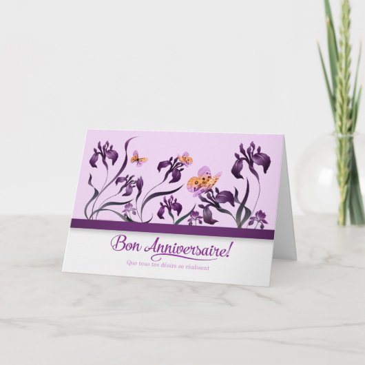 Carte Anniversaire Français Bon Anniversaire Purple Iris (Devant)
