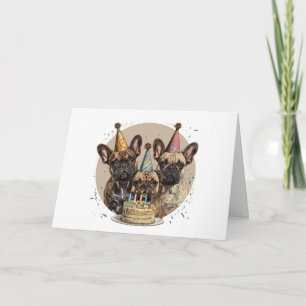 Carte Anniversaire Français Bulldogs Casquettes