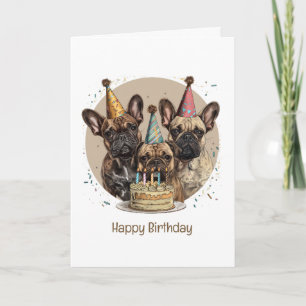 Carte Anniversaire Français Bulldogs Casquettes