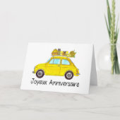 Carte Anniversaire français Retro Fiat 500 (Devant)