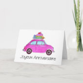 Carte Anniversaire français Retro Fiat 500 (Devant)
