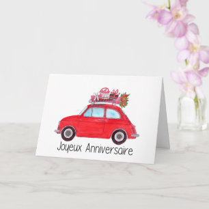 Carte Anniversaire français Retro Fiat 500