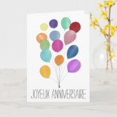 Carte Anniversaire française bunon de ballons (Fleur jaune)