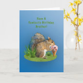 Carte Anniversaire, Frère, Écureuil Au Cône De Crème De  (Fleur jaune)