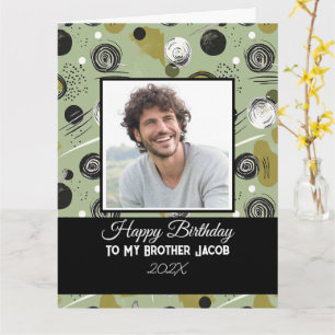 Carte Anniversaire Frère Moderne Vert Boho Abstrait