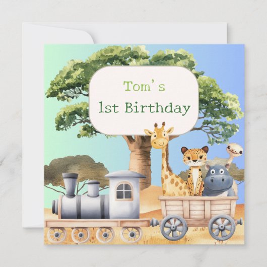 Carte Anniversaire Fun Blue Safari (Devant)