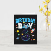 Carte Anniversaire garçon 6 ans astronaute spatial 6e an (Fleur jaune)