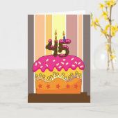 Carte anniversaire - gâteau aux bougies 45 - 45e anniver (Fleur jaune)