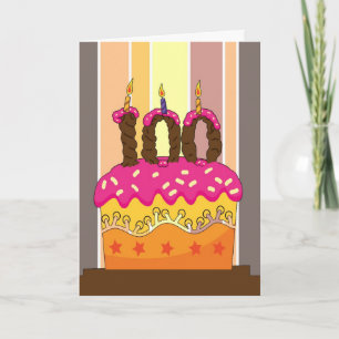 Carte anniversaire - gâteau avec bougie 100 - 100e anniv