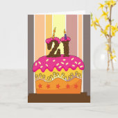 Carte anniversaire - gâteau avec bougie 21 - 21e anniver (Fleur jaune)