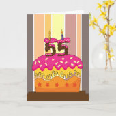 Carte anniversaire - gâteau avec bougies 55 - 55e annive (Fleur jaune)