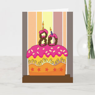 Carte anniversaire - gâteau avec bougies 80 - 80e annive