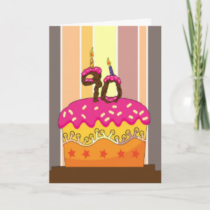 Carte anniversaire - gâteau avec bougies 90 - 90e annive
