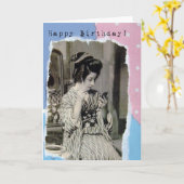 Carte Anniversaire Geisha (Fleur jaune)