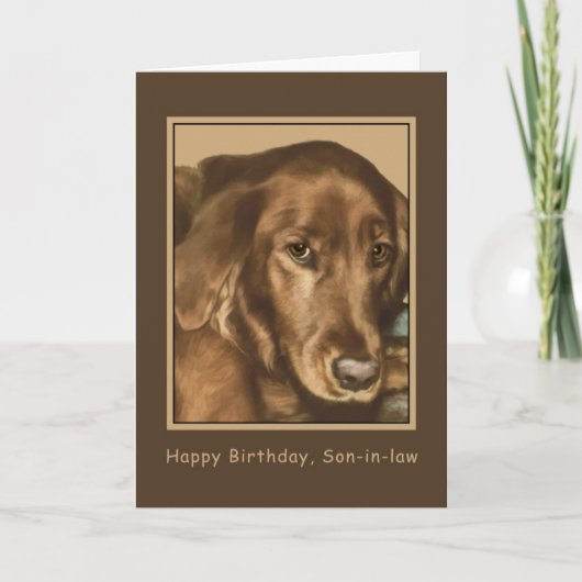 Carte Anniversaire, gendre, Chien d'Irlande d'or (Devant)