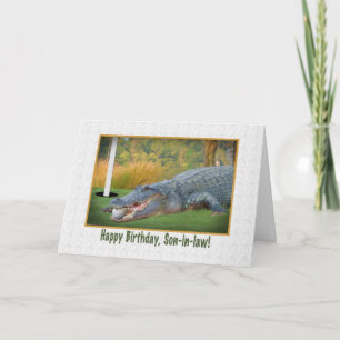 Carte Anniversaire, gendre, Golf, Alligator