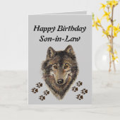 Carte Anniversaire gendre, Loup, Loups, Animal, Nature (Fleur jaune)