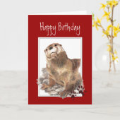 Carte Anniversaire Général, Mignonne Otter, Animal Drôle (Fleur jaune)