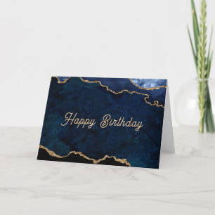 Carte Anniversaire Geode Bleu Doré