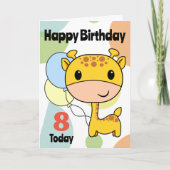 Carte Anniversaire Giraffe âge modifiable (Devant)
