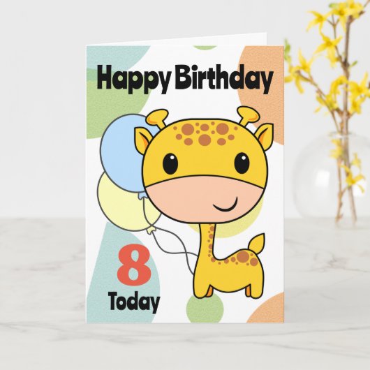 Carte Anniversaire Giraffe âge modifiable (Fleur jaune)