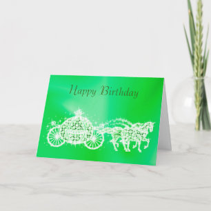 Carte Anniversaire Glitzy Princess Green Coach & Horses