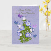Carte Anniversaire, Godmère, Papillons et Fleurs Bell (Fleur jaune)