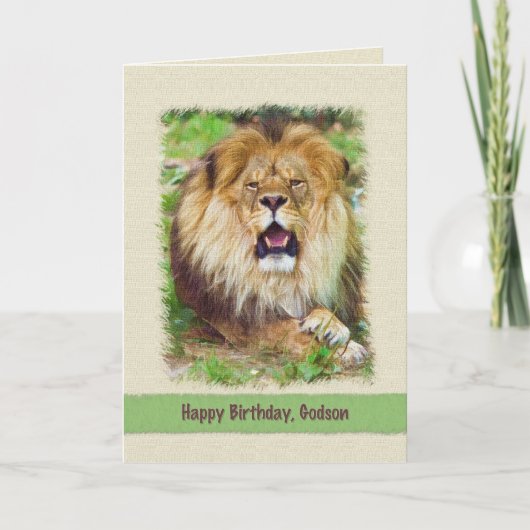 Carte Anniversaire, Godson, Lion (Devant)