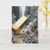 Carte Anniversaire Gold Bar s'effondrant Wall Street (Fleur jaune)