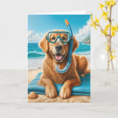 Carte Anniversaire Golden Récupération Avec Snorkeling G (Fleur jaune)